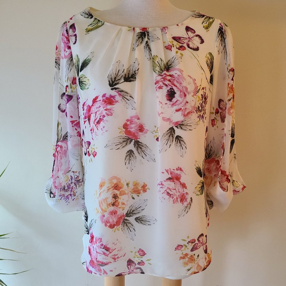 Cleo 3/4 Sleeve Floral Tunic Blouse